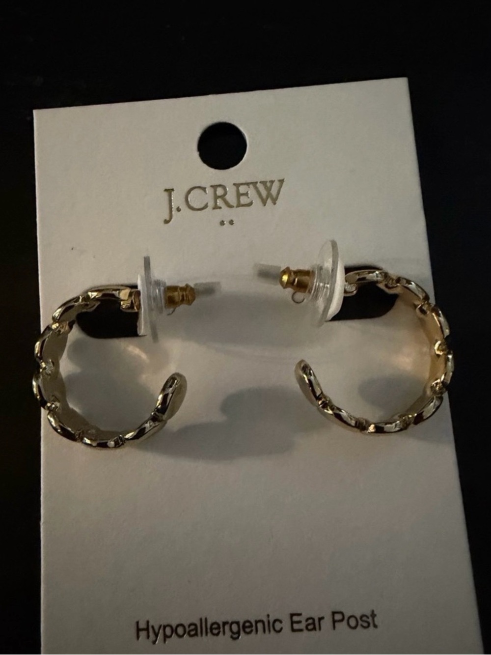 NWT J. Crew Gold Hearts Twisted Hoop Earrings